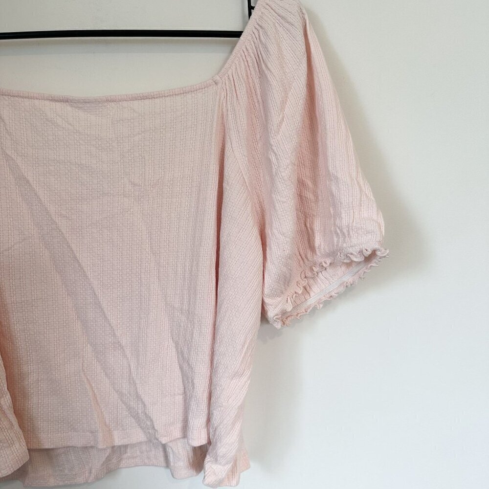 NWT Abound Pink Cropped Puff Sleeve Top - Size: 3X - Picture 6 of 7